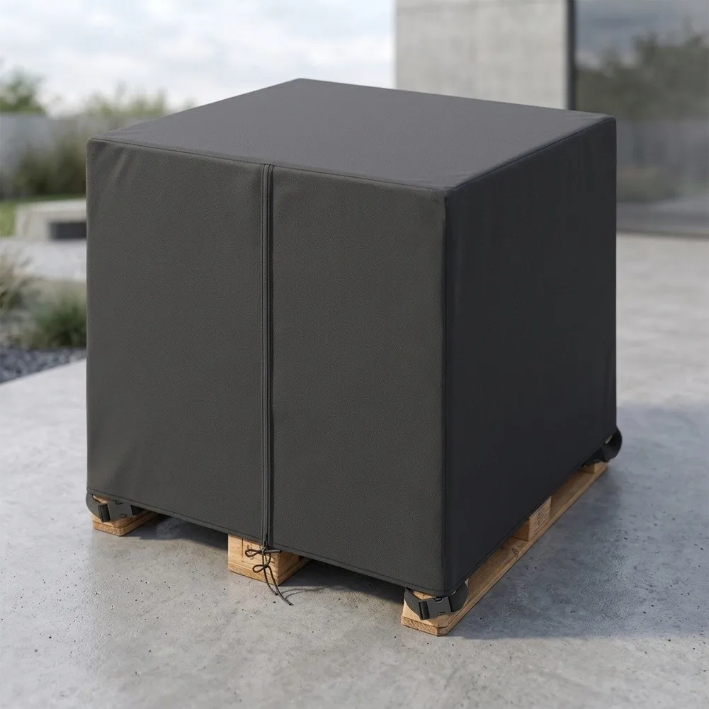 210D Polyester Pallet Cover with Full-Length Zipper Closure and Adjustable Straps for Large Industrial Pallet Applications
