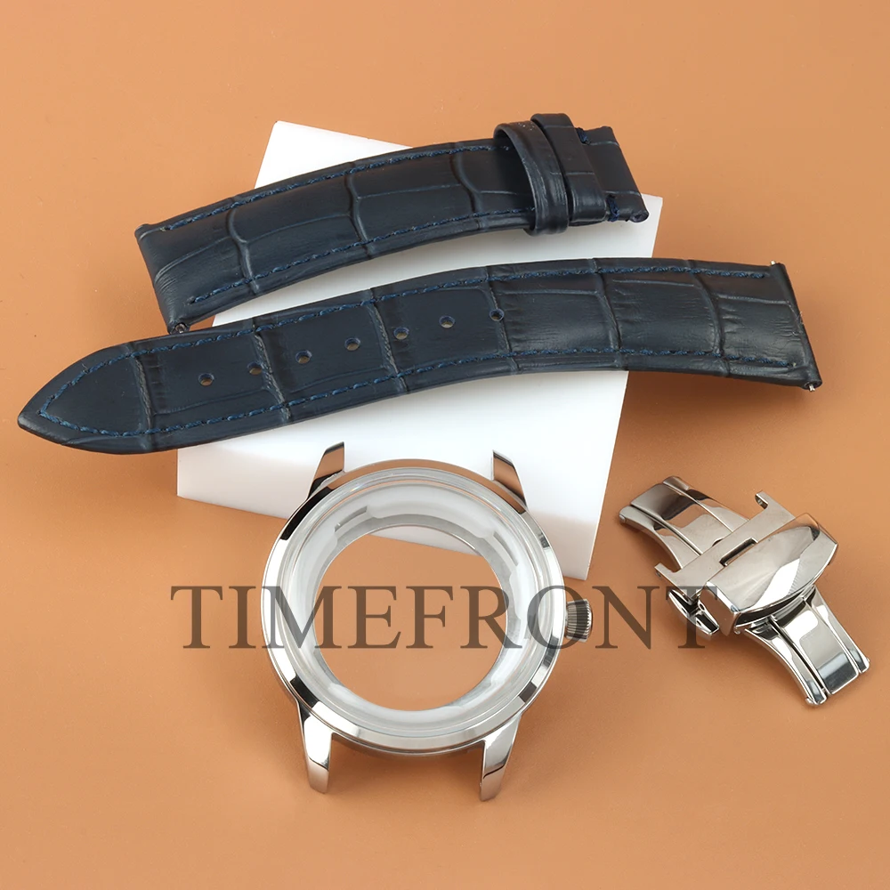 Arched Glass 40mm Dive Watch Case Transparent Back 10bar Leather Strap Fit Cocktail NH35 NH36 NH38 Movement 35mm Dial Hands