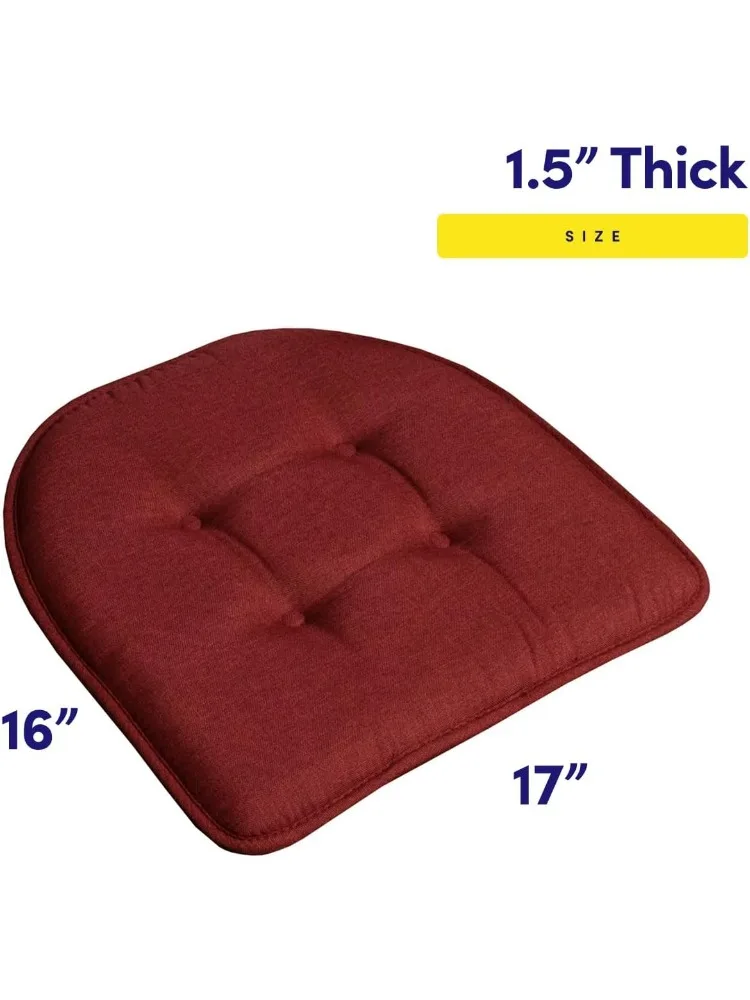 Chair Cushion Memory Foam Pads Tufted Slip Non Skid Rubber Back U-Shaped 17