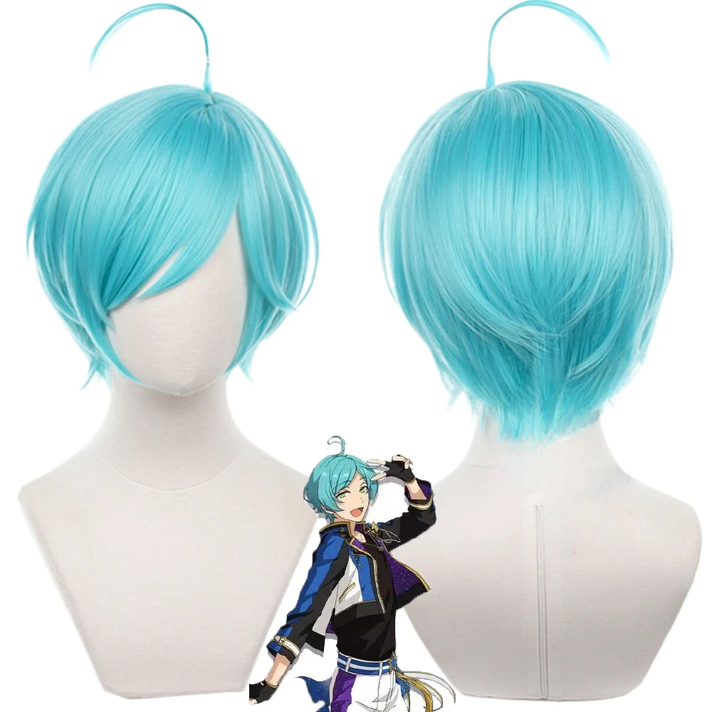 

Game ES Shinkai Kanata Cosplay Wig 30cm Blue Green Short Wigs Heat Resistant Hair Halloween Christmas Role Play Anime Wig