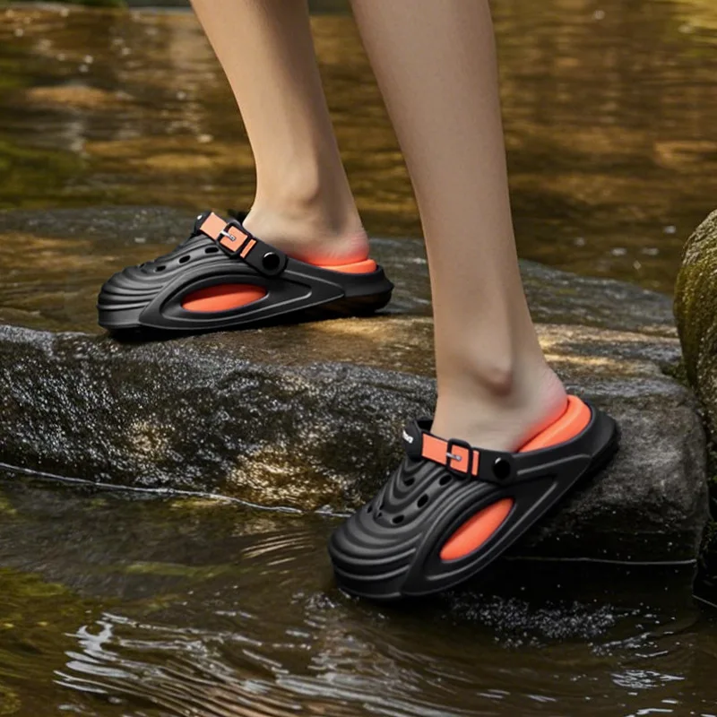 Comwarm Men's EVA Platform Slides, Soft Comfortable Summer Beach Sandals With Holes_voghion.com
