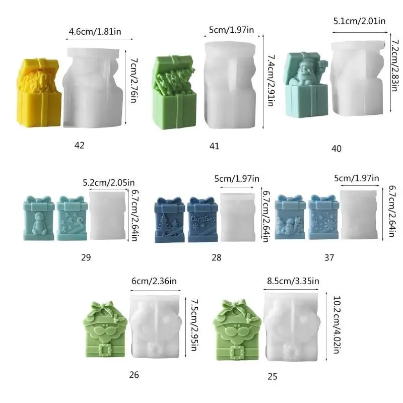 قالب شمع من السيليكون 9HJK مع صندوق هدايا مفصل، قالب شمع معطر من السيليكون قابل لإعادة الاستخدام لشمعة على شكل صندوق هدايا #6