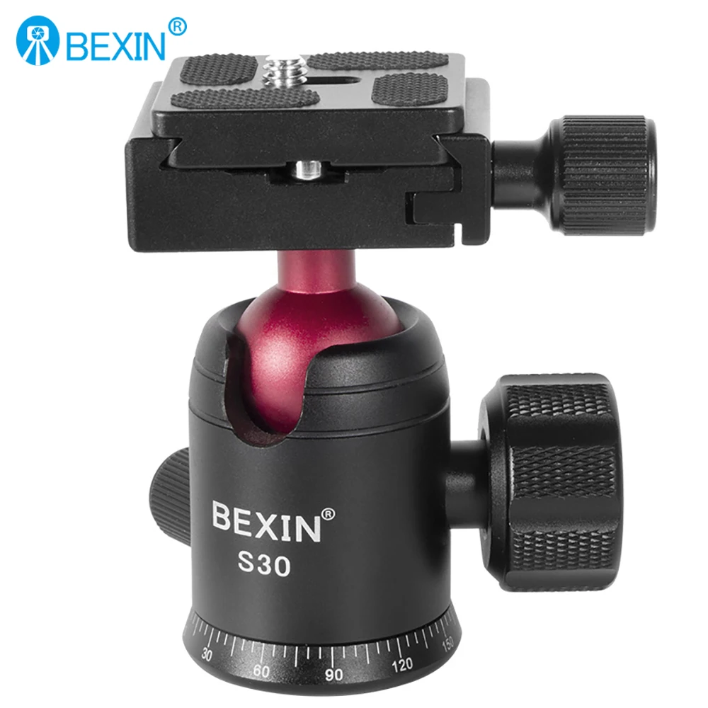 Fancin Red Tripod Head Camera Profesional Video Ball Head Mount 360 Derajat Panoramic Universal Ballhead untuk DSLR Tripod Monopod