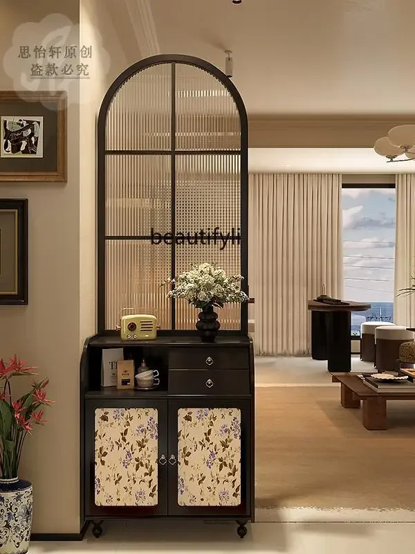 

13French light luxury solid wood porch cabinet, screen partition locker, modern home storage shoe cabinet