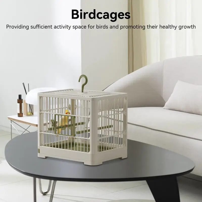 Large Bird Cage For Parrots Ornamental Portable Bird Container Features Standing Pole Detachable Tray & Hook Handle For