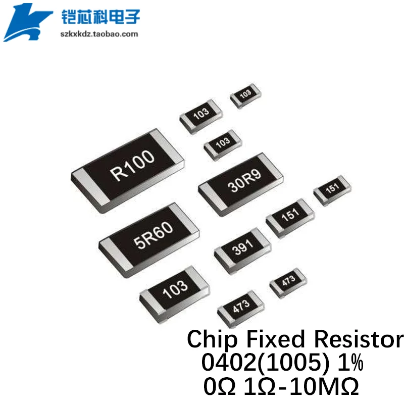 

500Pcs 0402 1% SMD Resistor 0 Ohm 1R-10M 10 15 18 20 62 100 360 R Ohm 1K 10K 15K 30K 100K 360K 390K 1M Resistance 1/16W