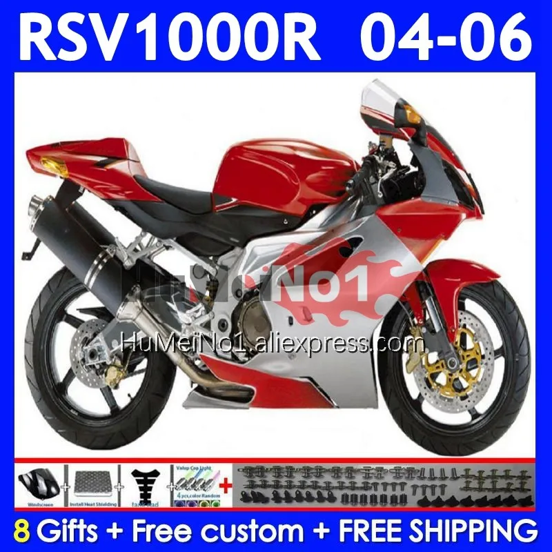 RSV-1000 For Aprilia RSV1000R Mille Red silver RV60 RSV1000RR 314No.23 RSV 1000 04 05 06 RSV1000 R RR 2004 2005 2006 Fairings