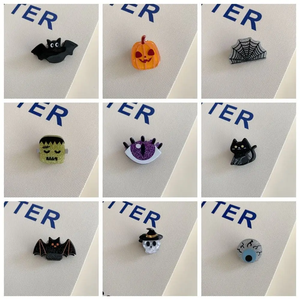 面白いカボチャハロウィンミニグラブクリップコウモリ小さなゴーストグラブクリップアクリル頭飾りハロウィンヘアピンパーティー帽子