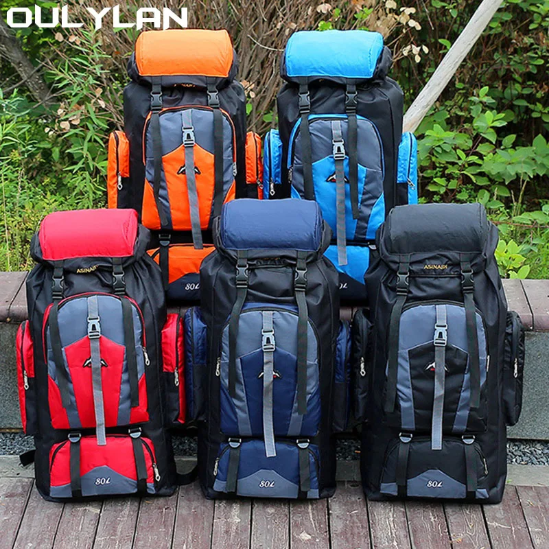 80L Camping Backpack Women Men Waterproof Outdoor Sport Hiking Trekking Travel Luggage Shoulder Climbing Rucksack Bag Large Bag