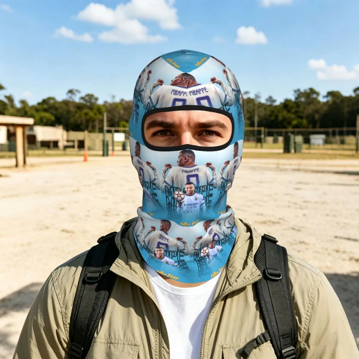 Football KM Mbappe Soccer Breathable Thin Balaclava Full Face Mask Sun Protection Neck Gaiter For Motorcycle Fishing Outdoor