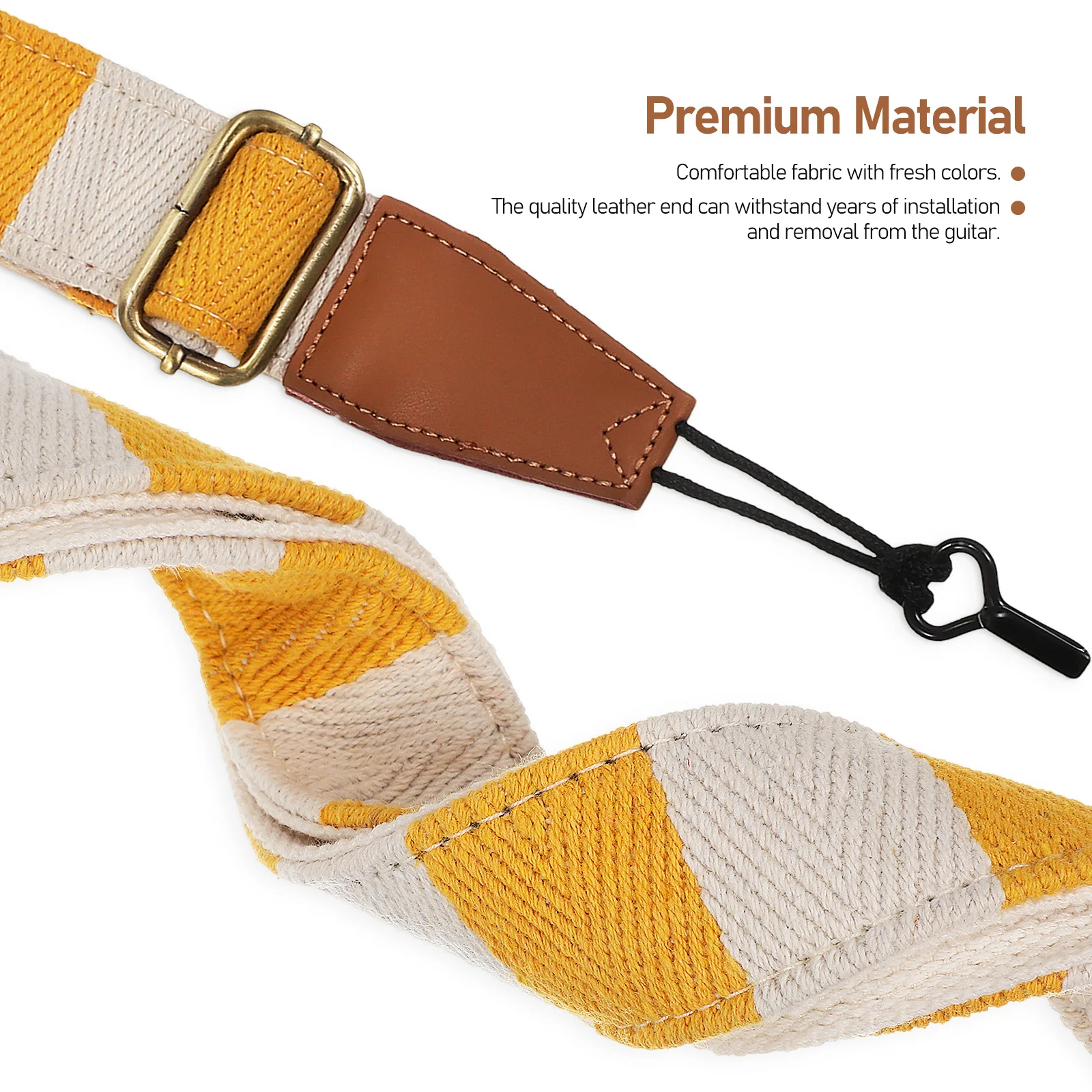 

1pcs Ukulele Strap No Drill OrangeYellow Plaid Adjustable Length Portable Shoulder Neck Strap for Ukulele Lover Suitable All