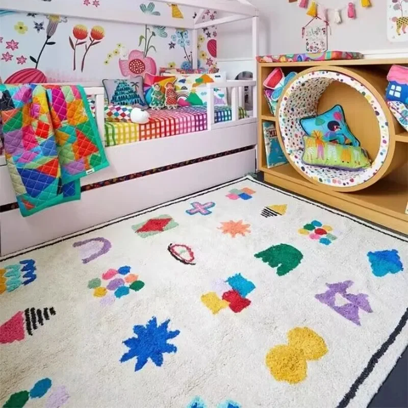 Nordic Children's Room Carpet Reading Area Baby Crawling Mats Large Area Home Living Room Bedroom Cute Bedside Plush Rug Ковер