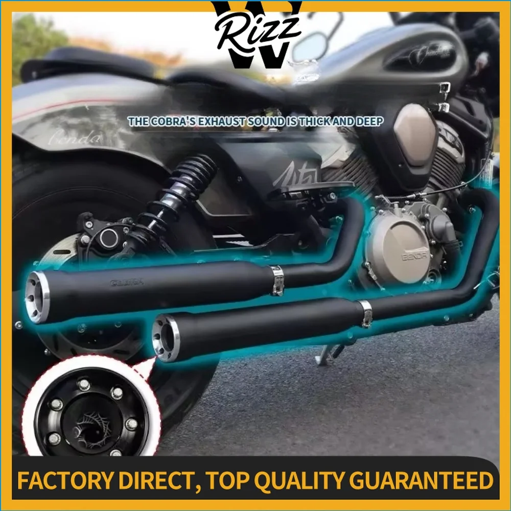 【Factory Direct】Motorbike Retro Full Exhaust Muffler Deep Bass Sound Pipe Fit BENDA Napoleon Bob 500 Chinchilla 500 Bobber Bike