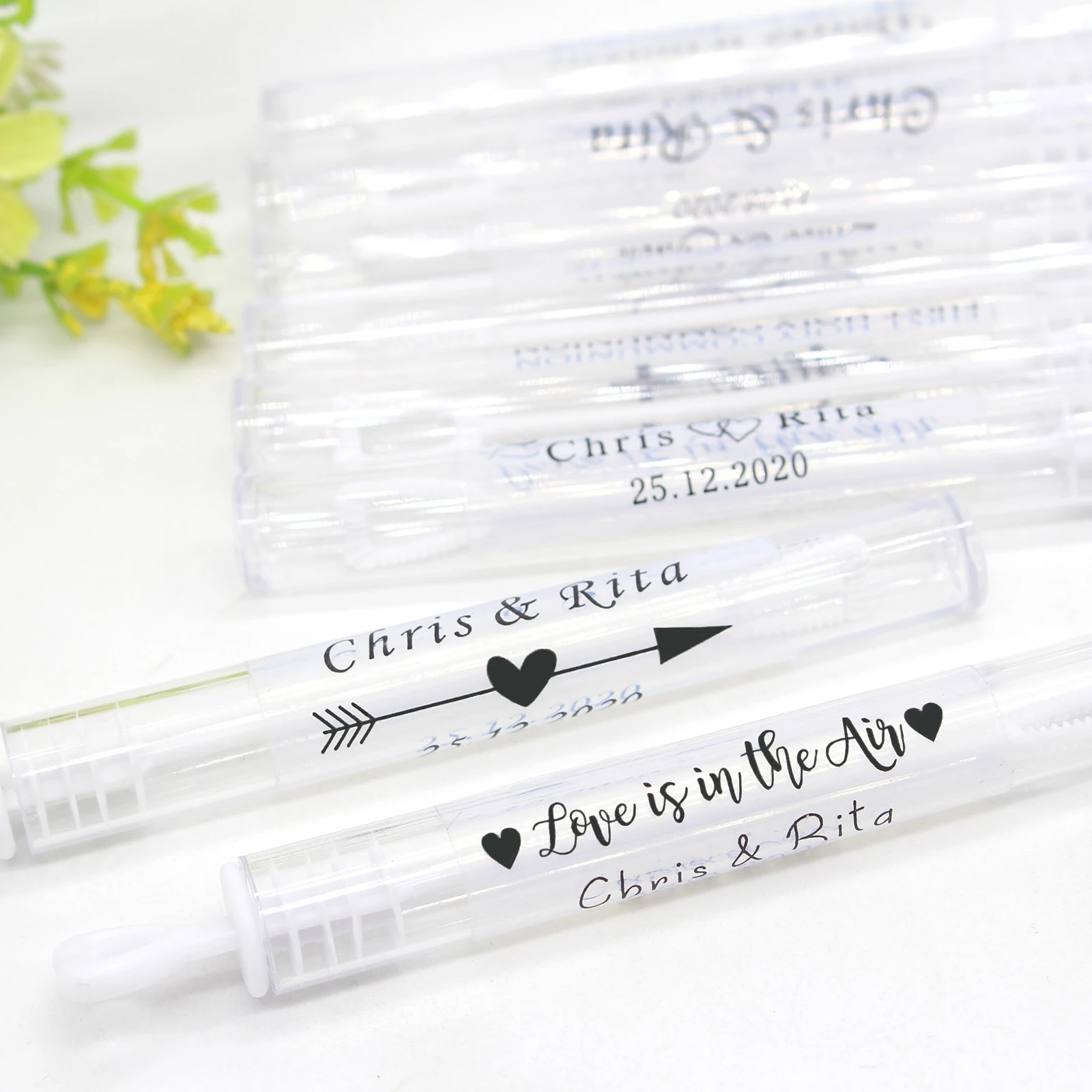 DIY 100pcs Wedding bubble Labels Personalized Transparent Stickers, Bubble Wand Label Clear, Custom Wedding Favor Stick