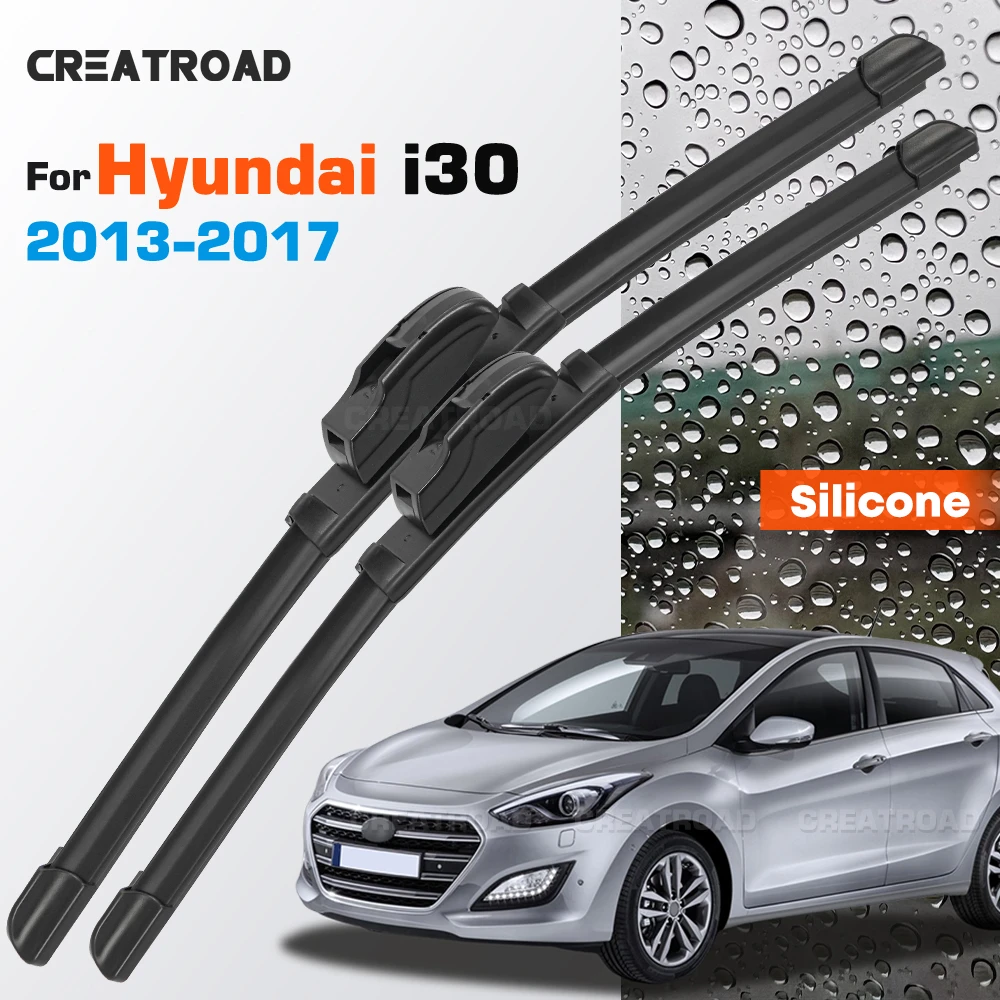 

Silicone Wiper Blades Fit For Hyundai i30 GD 2013-2017 Coated Silent HD Wear-Resistant Car Windshield Wipers 26"+14"