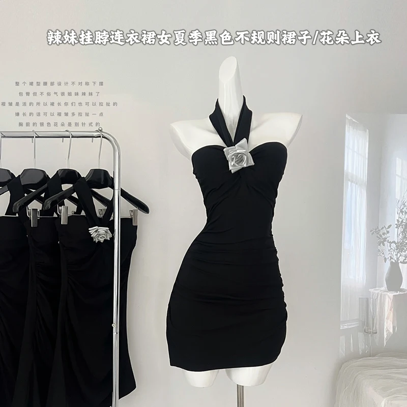 

Summer New High Waist Slim A-line Black Sexy Dress Bodycon Dresses Women Clothing Sleeveless Dress Streetwear Party Mini Dress