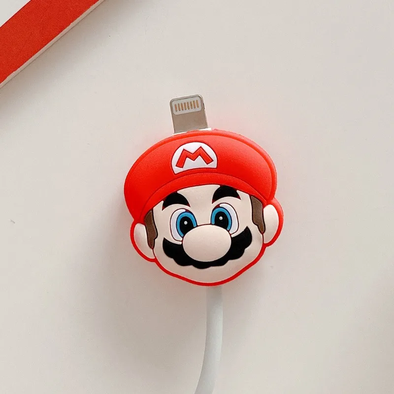 Super Mario Data Cable Protective Cover Cute Phone Charging Cable Protective Cover Anti-Breaking Wire Winder Cable Organizer