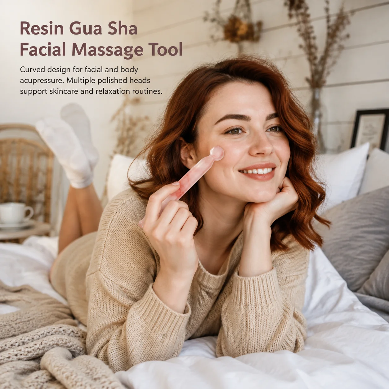 Gua Sha Massage Stick Resin Acupressure Tools for Face Neck Body Ergonomic Curved Design Portable Self Care body massager