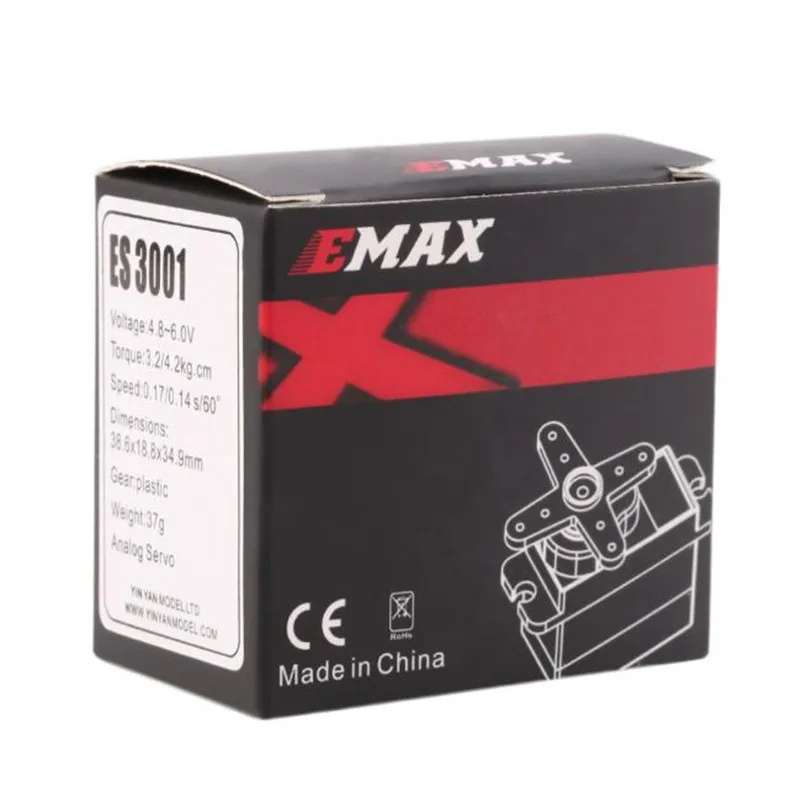 Servomoteur standard EMAX ES3001, télécommande, voiture RC, hélicoptère, bateau, avion, ES08A, ES08MA, ES08MD, 43g, 1 pièce