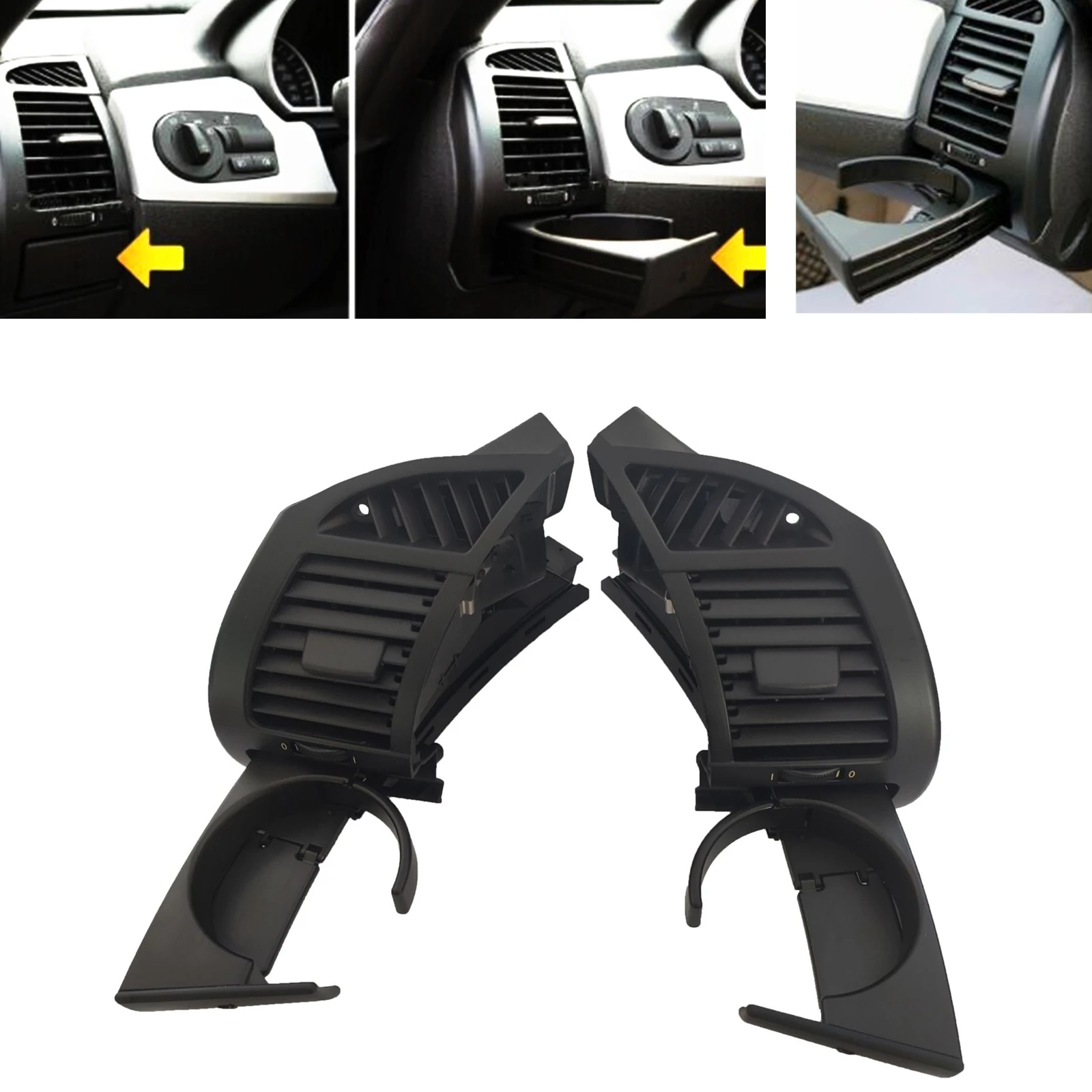 

For BMW Z4 E85 E86 2002-2008 Front Dashboard Panel Air Vent Oulet Cover Grille Frame Trim & Water Cup Holder Kit