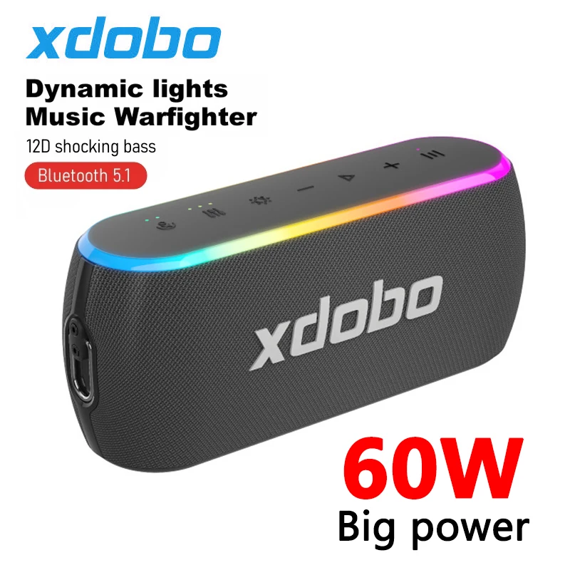 XDOBO X8 Ⅲ 60W Portable Colorful LED Bluetooth Speaker Outdoor Waterproof TWS Wireless Stereo Heavy Subwoofer Table Game Audio