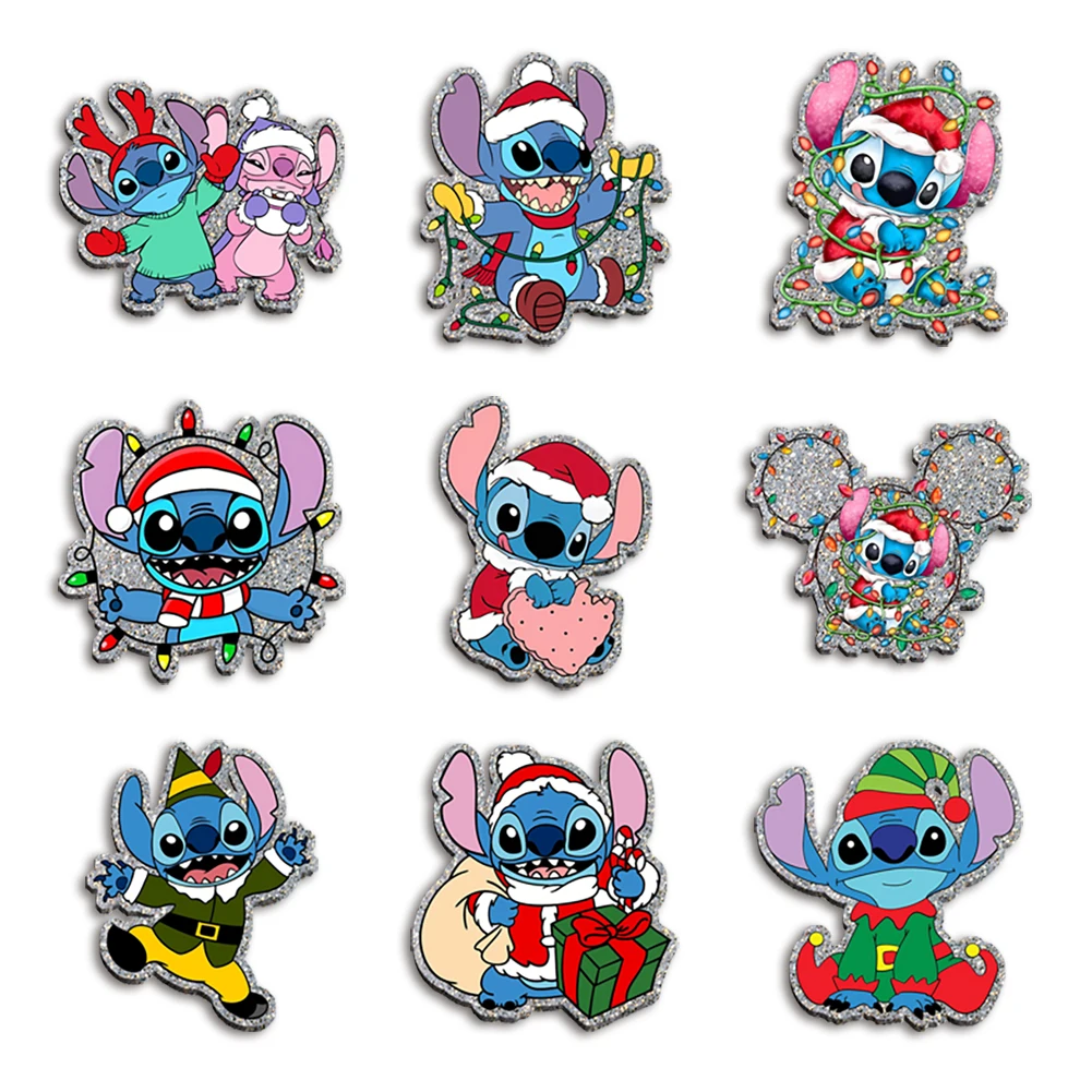 Stitch Christmas Chunky Glitter Resin Planar Acrylic Flatback For Girls DIY Phone Case Hair Bow Craft Keychains Accessories