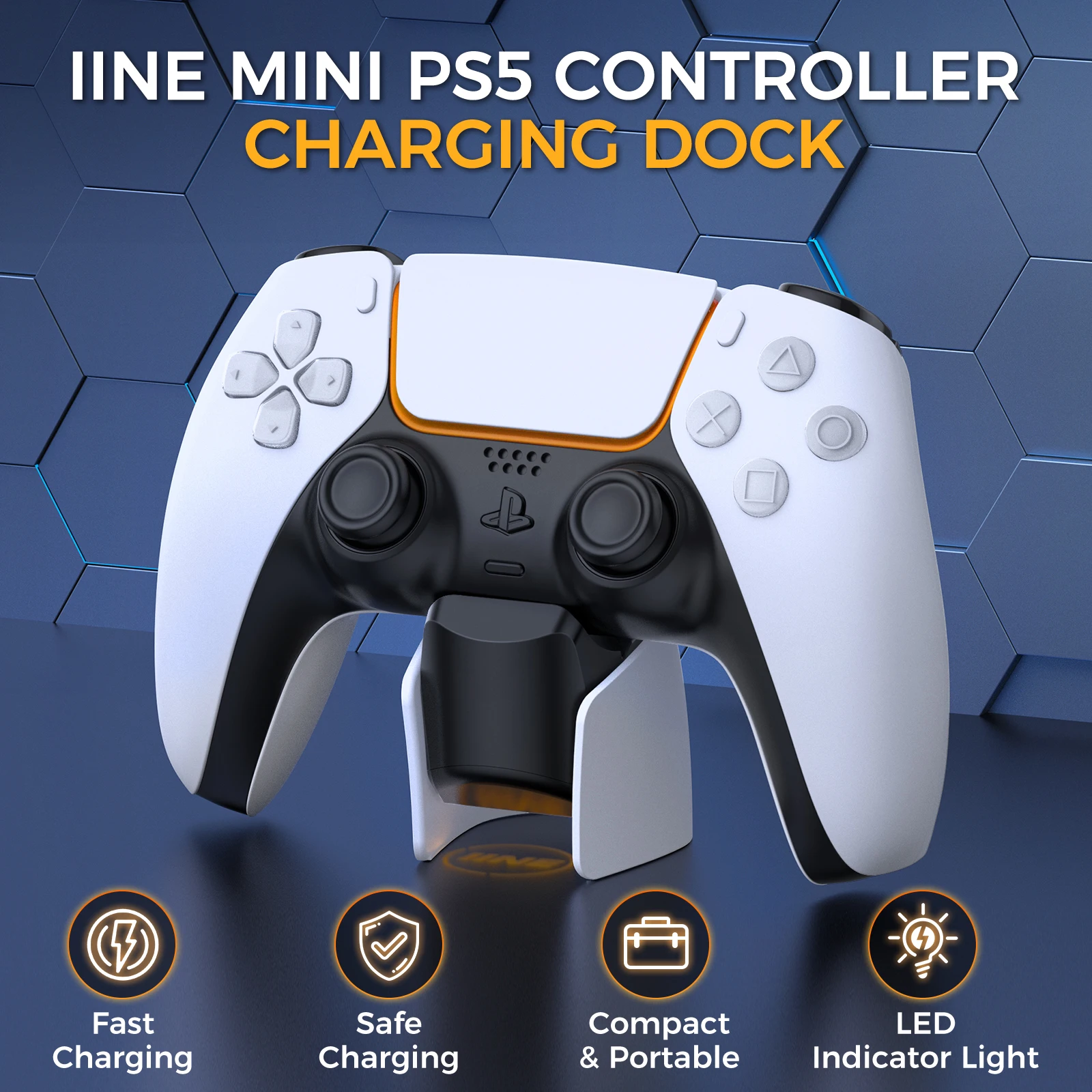 IINE Mini Charging Dock Compatible With PS5 Dualsense/ Dualsense Edge Controller PS5 Controller Fast Charging Station