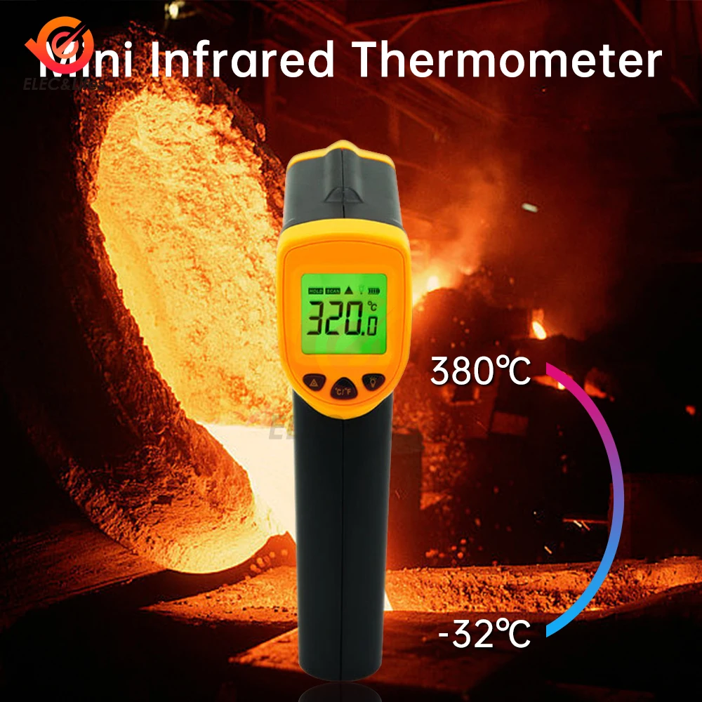 AR320 Series Digital Infrared Laser Temperature Non-contact Industrial Laser Temperature Meter Temperature Gun Tester -32℃~380℃