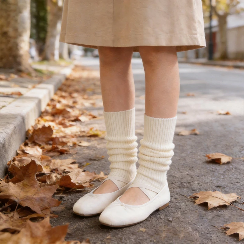 54cm Cashmere Simple Ballet Style Sock 2026 Solid Color Mid-calf Calf Socks Sun Protection Stepping on Feet JK Stockings