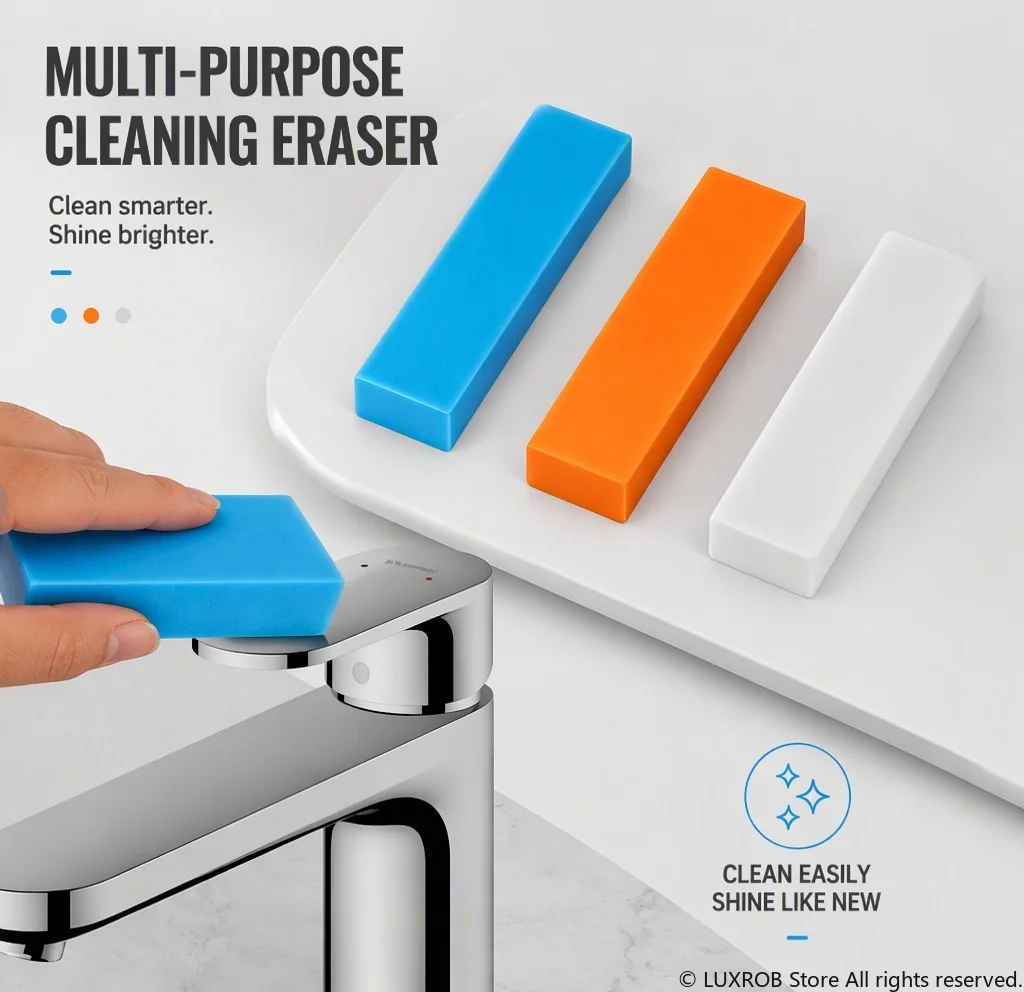 Magic Rust Eraser Stainless Steel Stain Remover Non Scratch Cleaner Kitchen Bathroom 1/2Pcs 3 Colors Orange Blue White