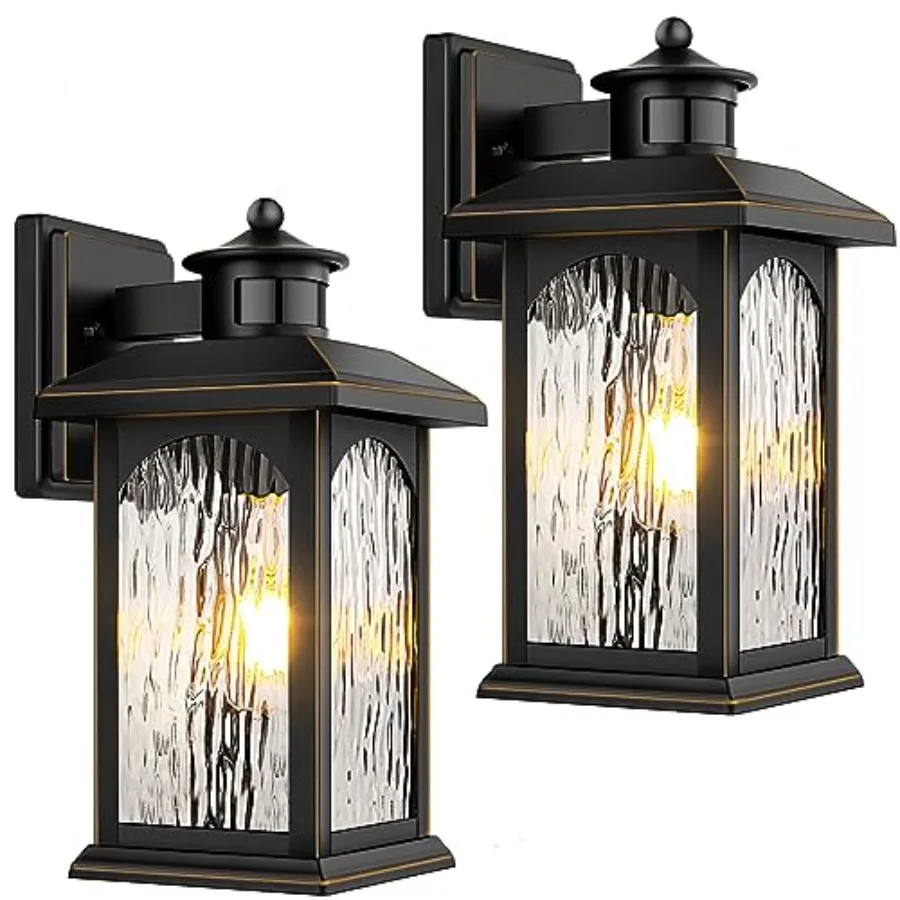 

2 Pack Motion Sensor Outdoor Lights, Advanced Dusk to Dawn Outdoor Lighting, Retro Motion Sensor Porch Light Fixtures, Black Wa