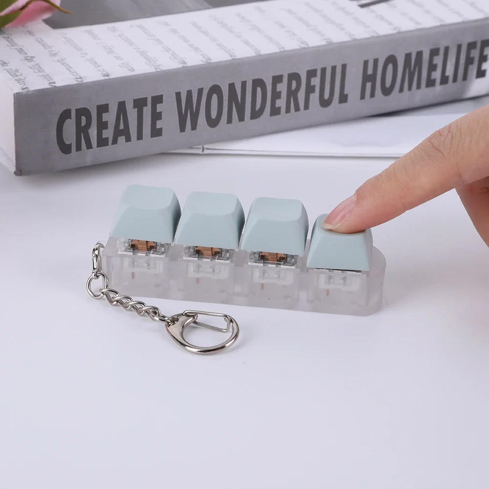 4 Keys Button Keycap Fidget Keychain Keyboard Key Toy Keyboard Clicker Toy Keyboard Cube Toy for Adult Gifts To Relief Pass Time image 5