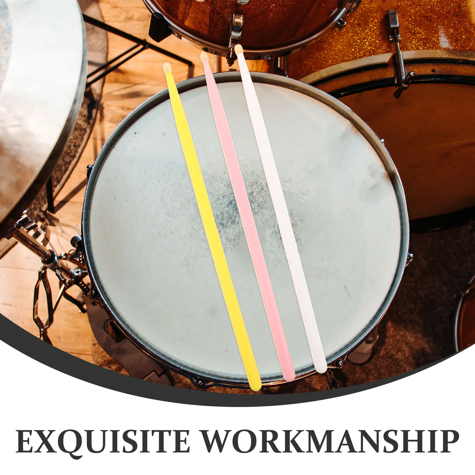 مجموعة 3 أزواج من أعواد القيقب 5a وردي أبيض أصفر أعواد خشبية ملونة للمبتدئين في العروض الاحترافية