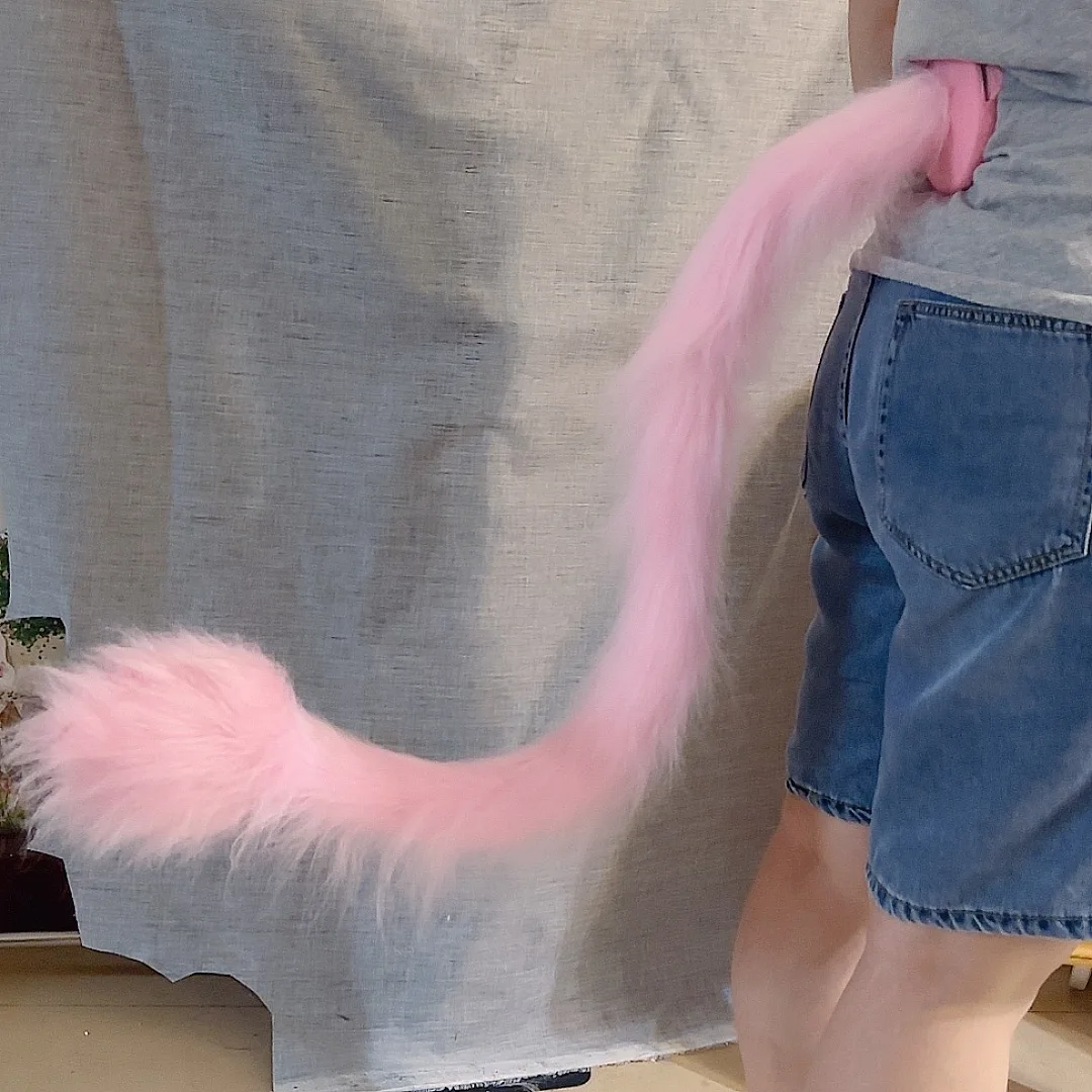 ‌ เก็นชิน อิมแพ็ค วาเรซาหูวัวปุยและหางยาวสีชมพูคอสเพลย์ชุด 90 ซม.น่ารักเคโมโนมิมิชุดอุปกรณ์เสริม