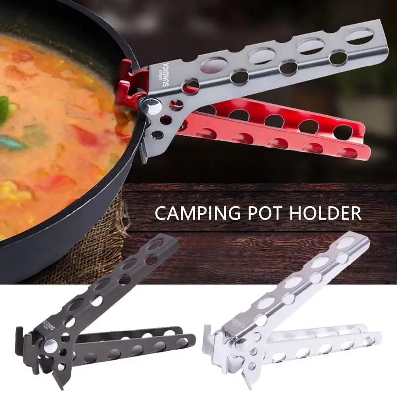 Camping Pot Gripper Anti-Scalding BBQ Hot Pan Clamp Aluminum Alloy Pot Tongs Lightweight Cooking Hot Plate Grabber Pot Holder