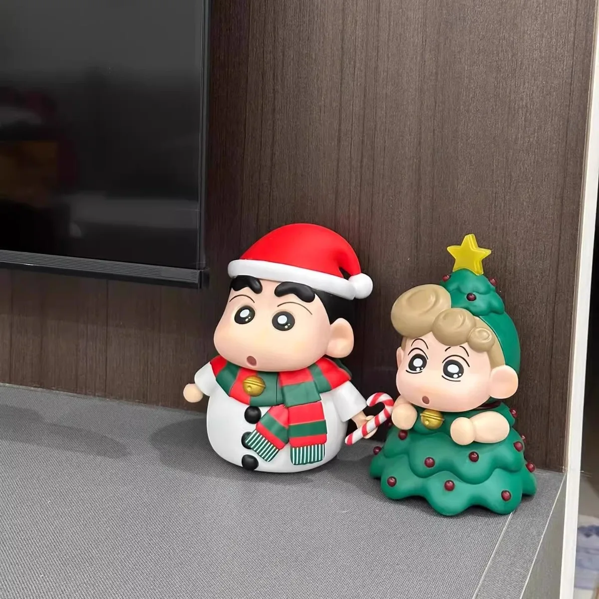 Crayon Shin chan Anime Figures Cartoon Snowman Christmas Tree Cute Doll Desktop Ornaments Doll Christmas Gift for Boy Girl Kid