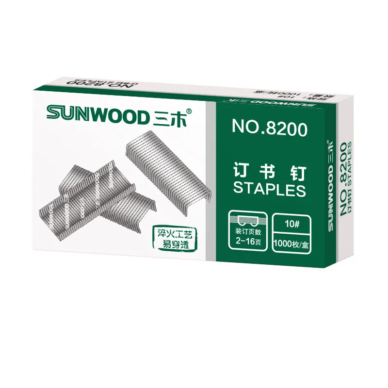 Sunwood 10er #   Heftklammern, 1000 Stück pro Karton, 10 Kartons, Packung mit 8200