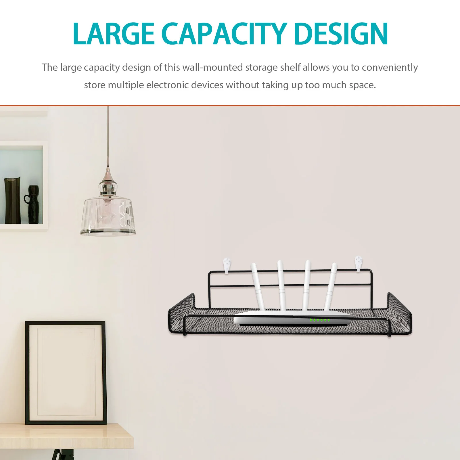 라우터 선반 벽걸이 철재 대용량 선반 거실 침실 욕실용 무타공