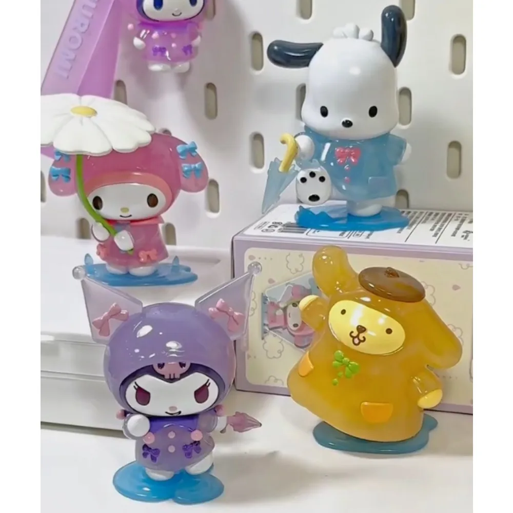 Original Sanrio Rainy Day Series Ornaments Kuromi Figure My Melody Cartoon Cute Collection Hobby Toys Children and Girls Gifts