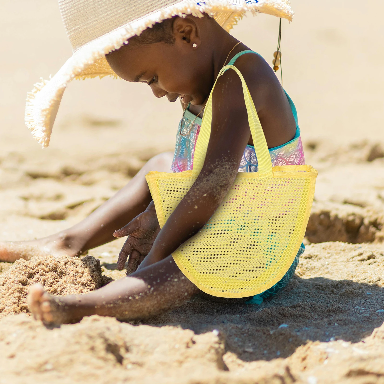 Sac de rangement pour jouets de plage, 4 pièces, sac à dos à bandoulière en maille, Kit de jouets de sable, sacs pour enfants