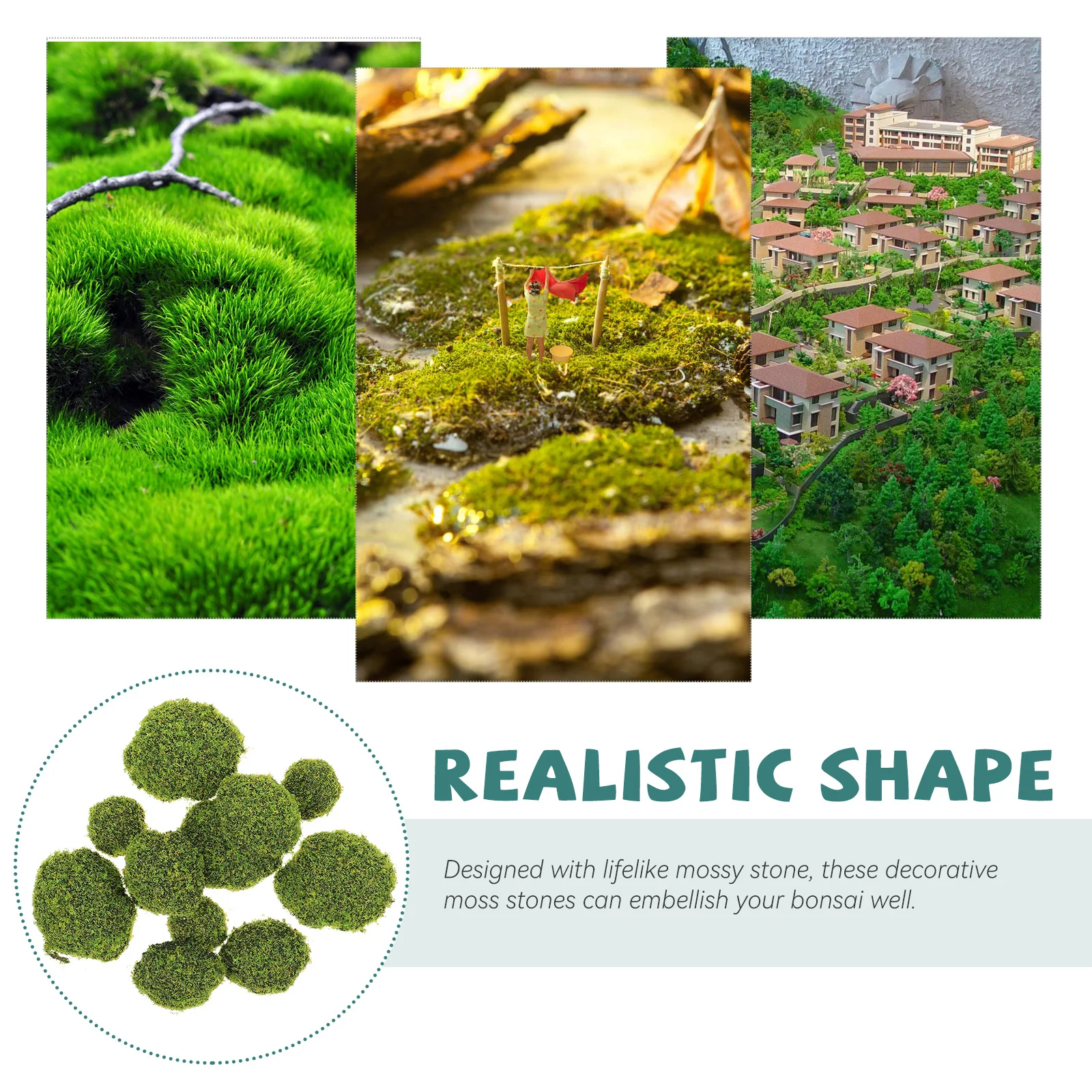 

12Pcs Realistic Faux Moss Stones Decorative Accessories for Indoor Outdoor Garden Decor Artificial Moss Rocks Garden Layout Prop