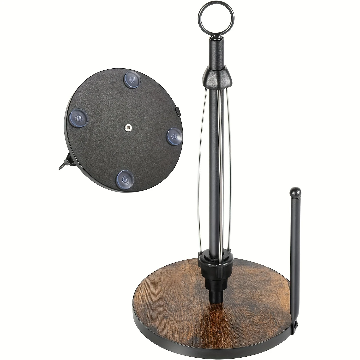 حامل مناشف ورقية بنية أنيقة مع قاعدة خشبية شديدة التحمل لسطح الطاولة، مثالي لطاولة المطبخ، يناسب المعيار