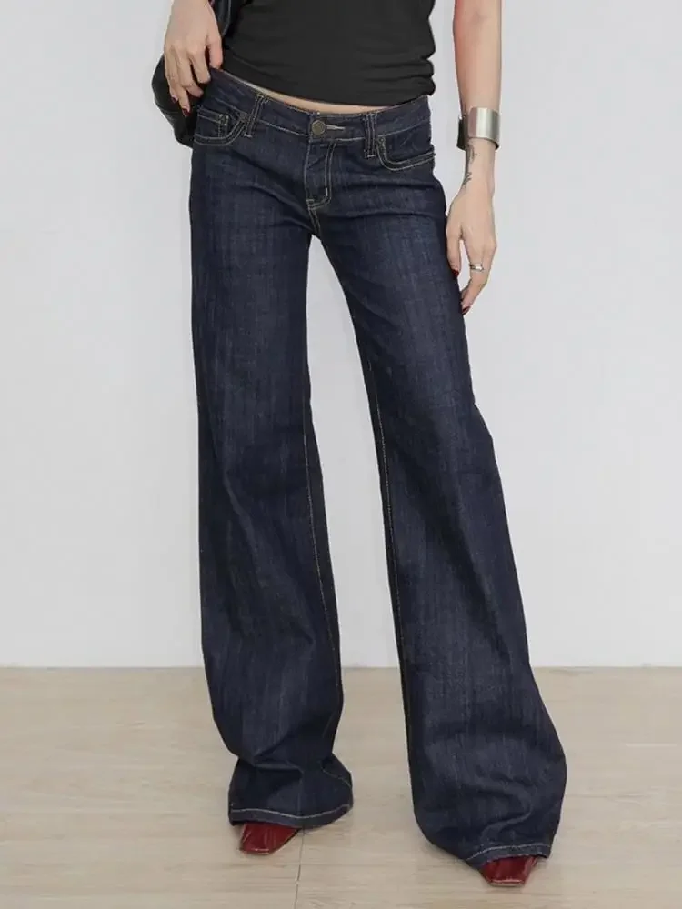 Flare Pants Women Low Waist Jeans Embroidery Stretch Boot Cut Washed Distressed Female Loose Trousers Streetwear Denims 2026
