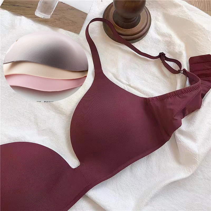 FINETOO Seamless Push Up Bras Comfort Wireless Underwear Women\'s Breathable Gathered Bralette Students No Wire Thin Lingerie New