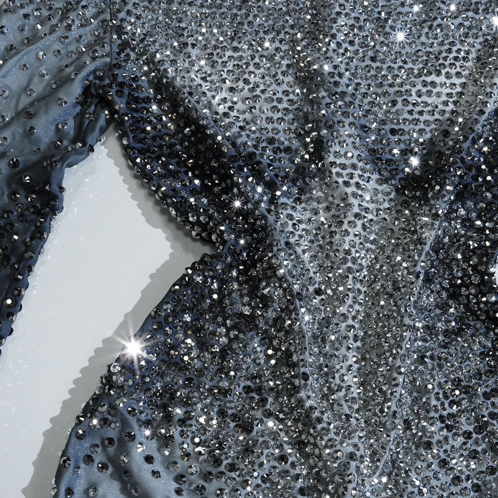 Sparkly Luxurious Grey Rhinestones Leotard Group Bodysuit Party Birthday Bar Nightclub Outfit Drag Queen Pole Dance Stage Wear