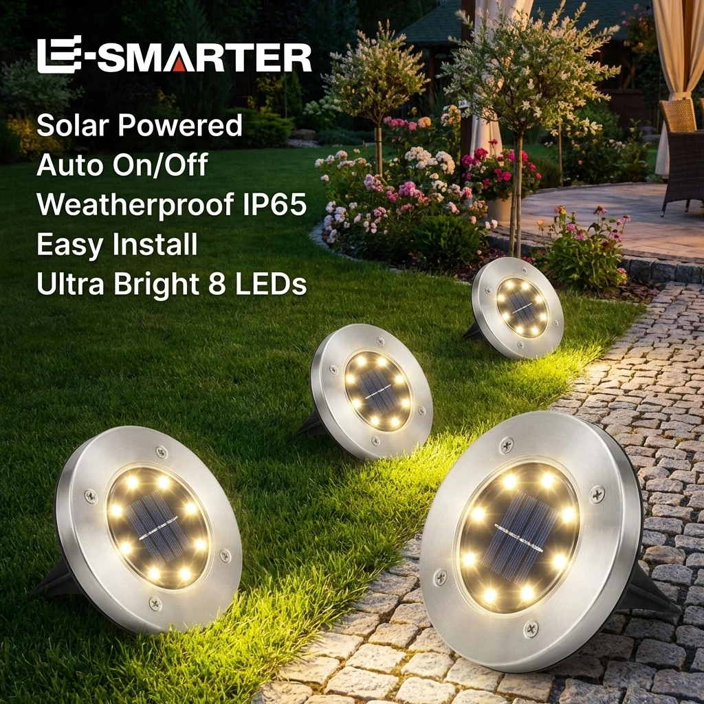 

Солнечный светодиодный светильник для газона 4/8 LED, водонепроницаемый, для наружного освещения, подземный, для декора сада, террасы, двора