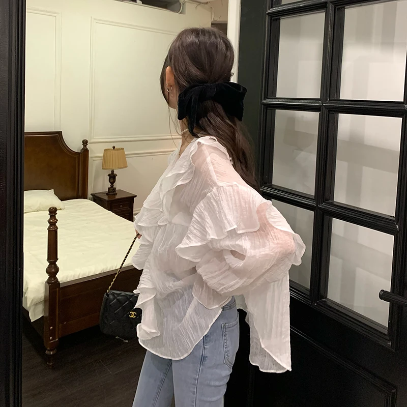 Blouses Women Solid Lovely Cute All-match College Office Lady Korean Style Leisure New Arrival Kawaii Fit Popular Simple Cosy