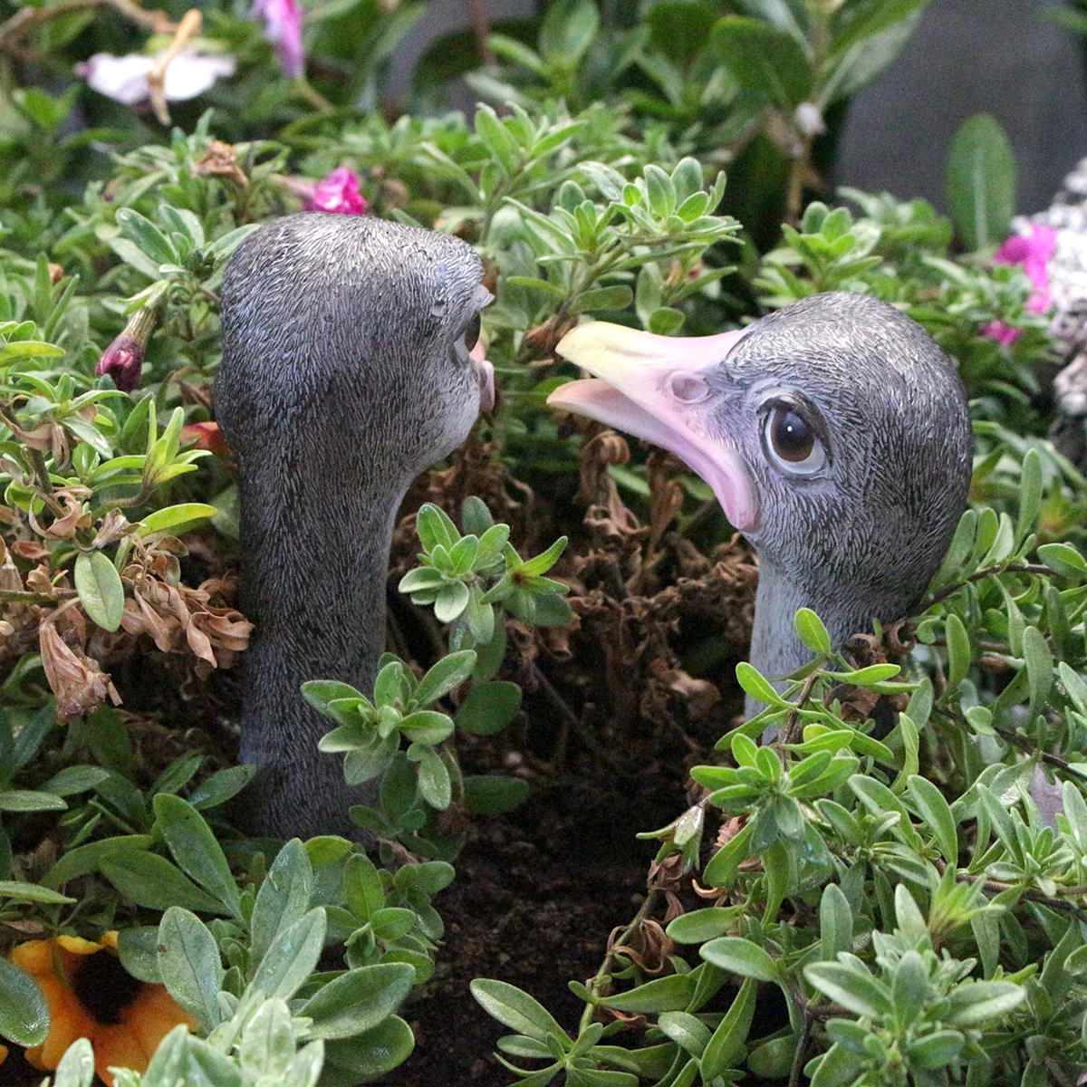 1pc Funny Ostrich Head Chicken Statue,Indoor and Outdoor Flower Pot Decoration - Add Fun and Whimsy to Your Garden with This Res