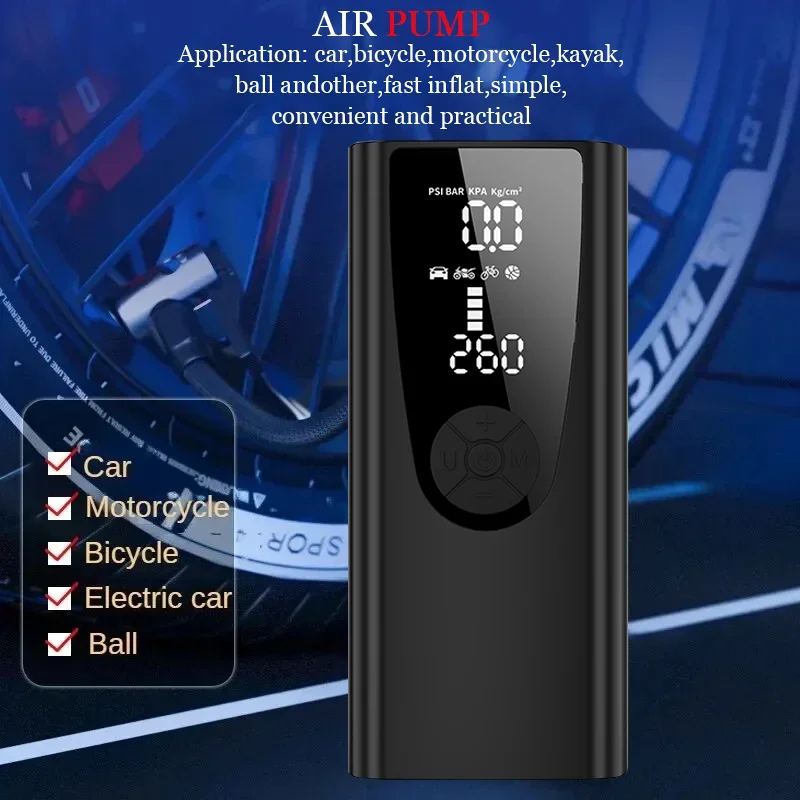 مضخة هواء سيارة لاسلكية ضاغط هواء محمول لسيارة دراجة نارية دراجة الكرة 150PSI منفاخ إطارات كهربائي مع شاشة ديجيتال #3