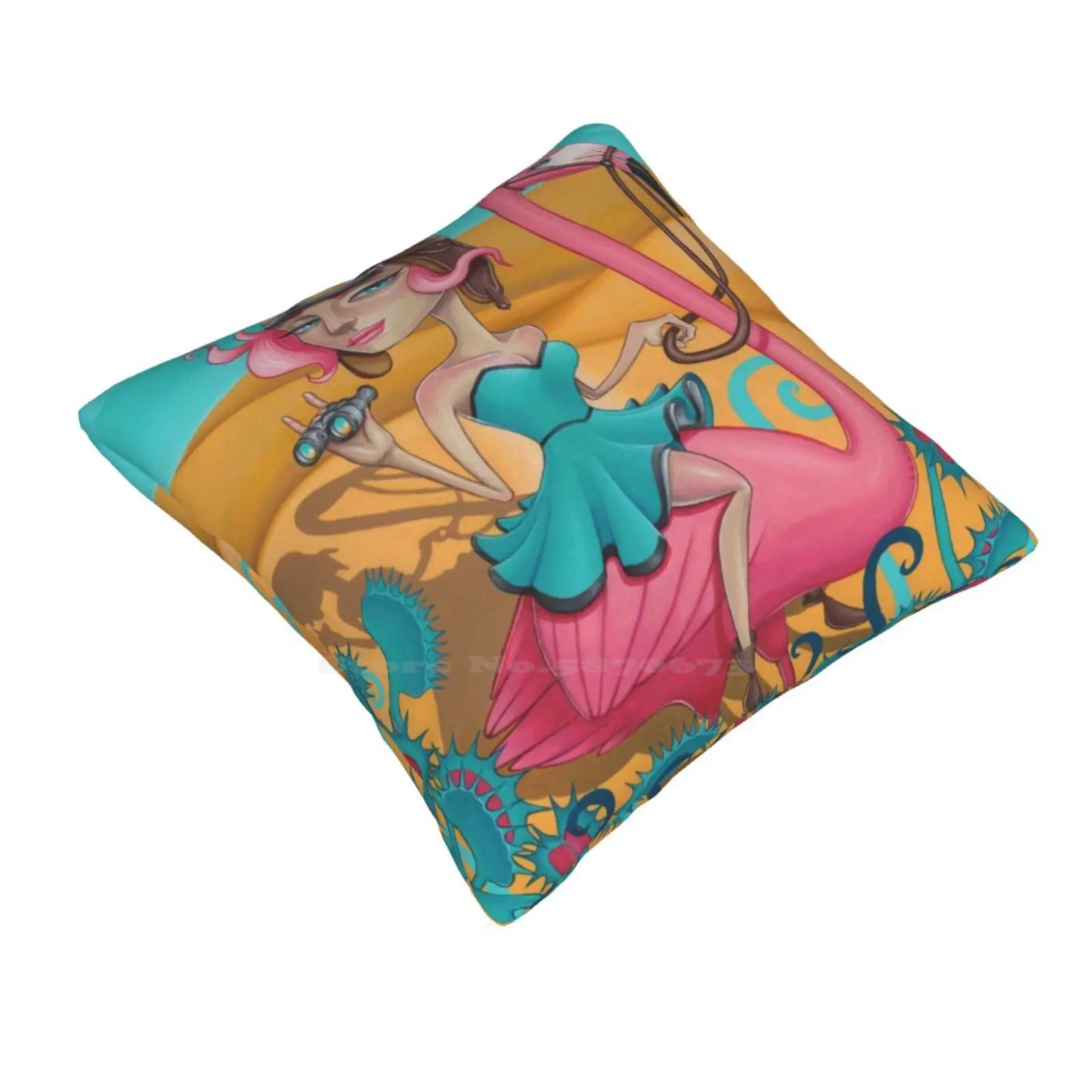 Venus By Miss E Home Sofa Car Waist Throw Pillowcase Pop Surrealism Acrylic Flamingo Desert Girl Attitude Venus Fly Traps